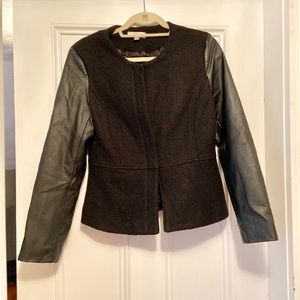 Black wool & faux leather jacket